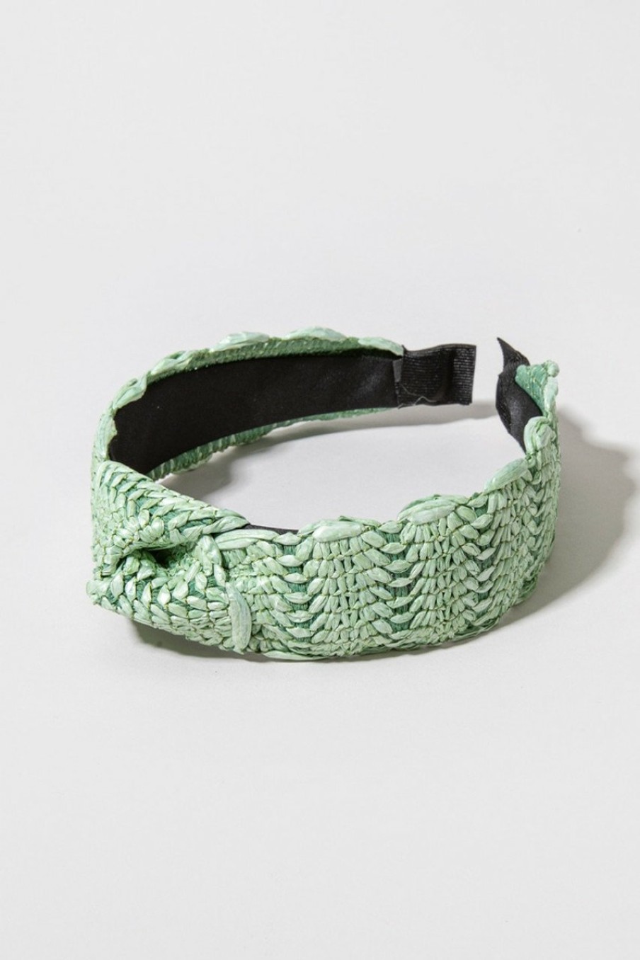 Francesca's Evie Solid Raffia Headband Mint Hair