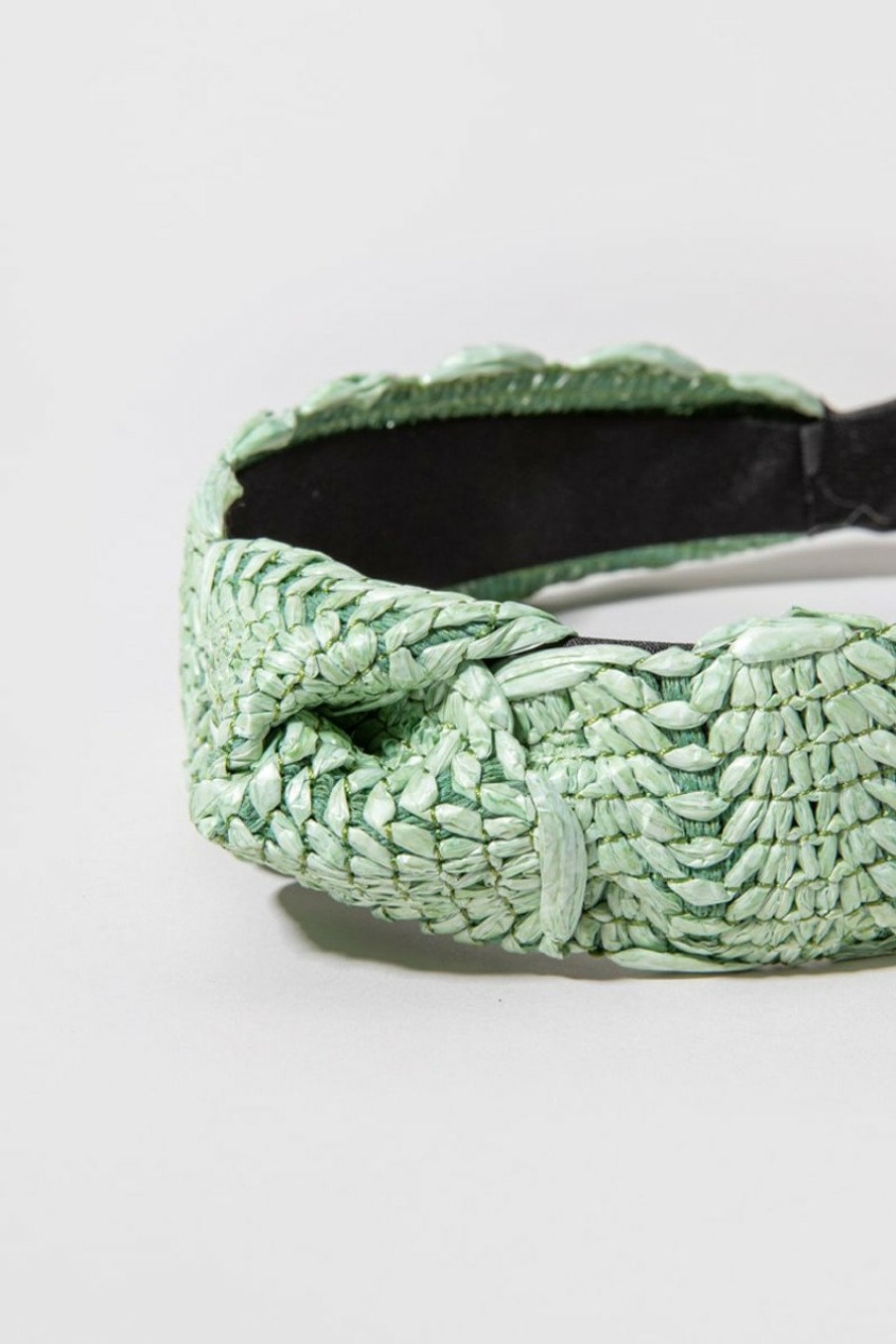 Francesca's Evie Solid Raffia Headband Mint Hair