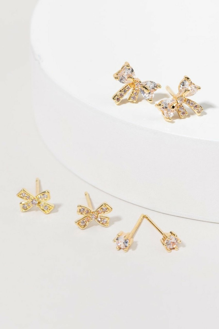 Francesca's Bethanie Bows And Stud Earrings Set Crystal Earrings