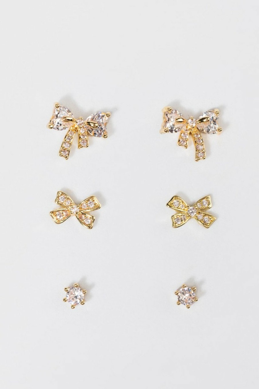 Francesca's Bethanie Bows And Stud Earrings Set Crystal Earrings