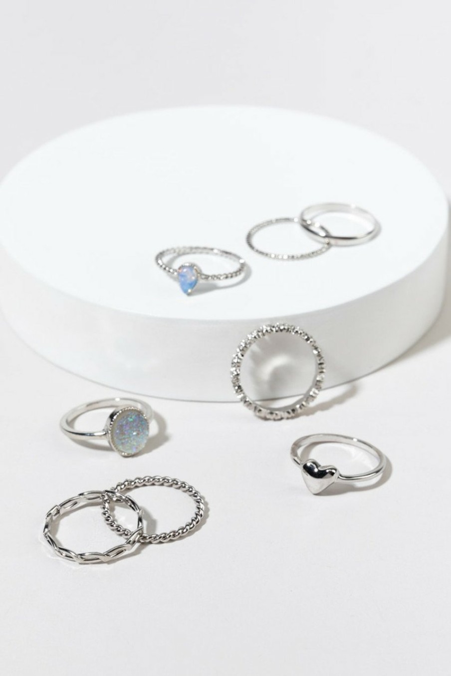 Francesca's Luvenia Multiple Rings Set Light Blue Rings