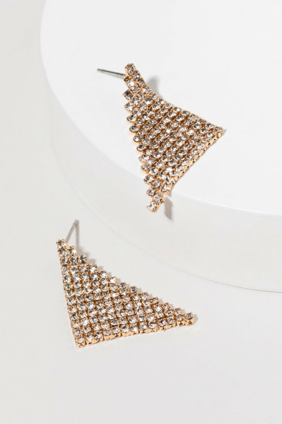 Francesca's Trina Diamond Mesh Triangle Earrings Crystal Earrings