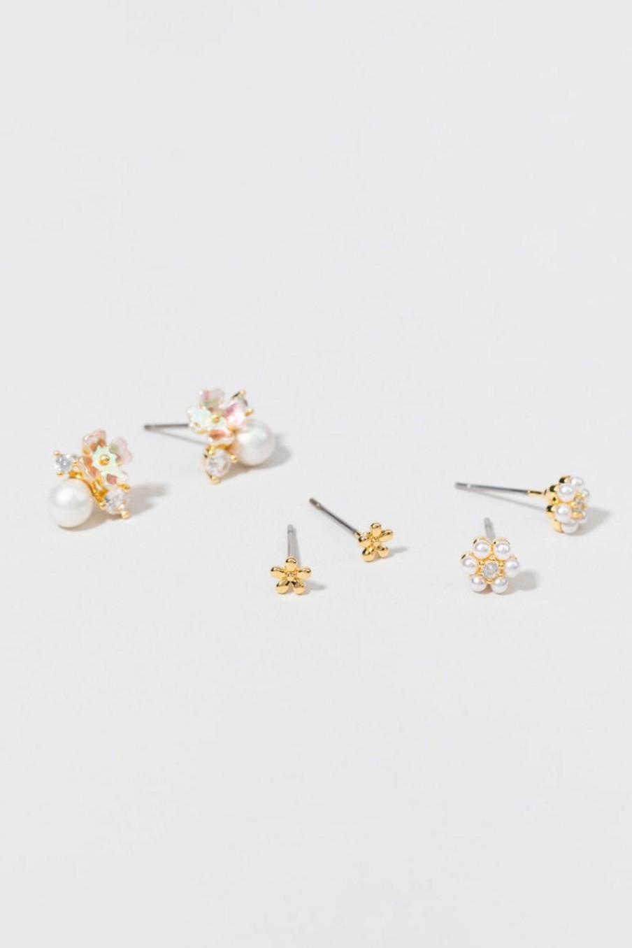 Francesca's Katelyn And Gold Earring Set Pearl Earrings