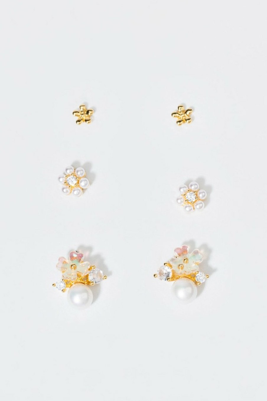 Francesca's Katelyn And Gold Earring Set Pearl Earrings