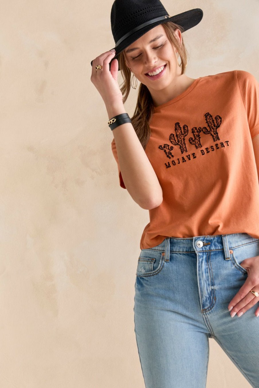 Francesca's Mojave Desert Graphic Tee Orange Tops