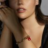 Francesca's Luxe 14K Chunky Chain Link Heart Bracelet Red Bracelets