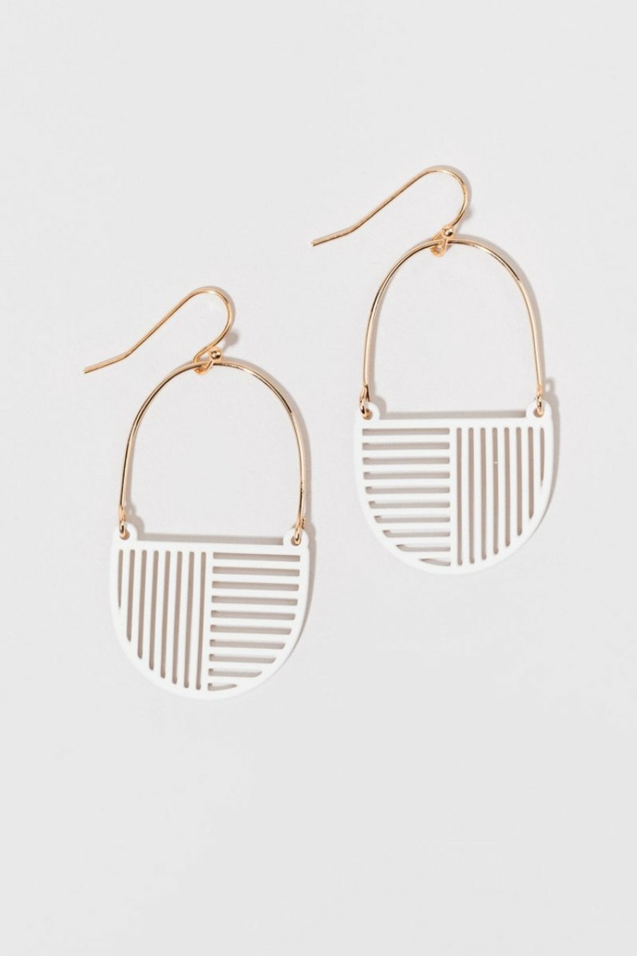 Francesca's Cherie Geometric Epoxy Drop Earrings White Earrings