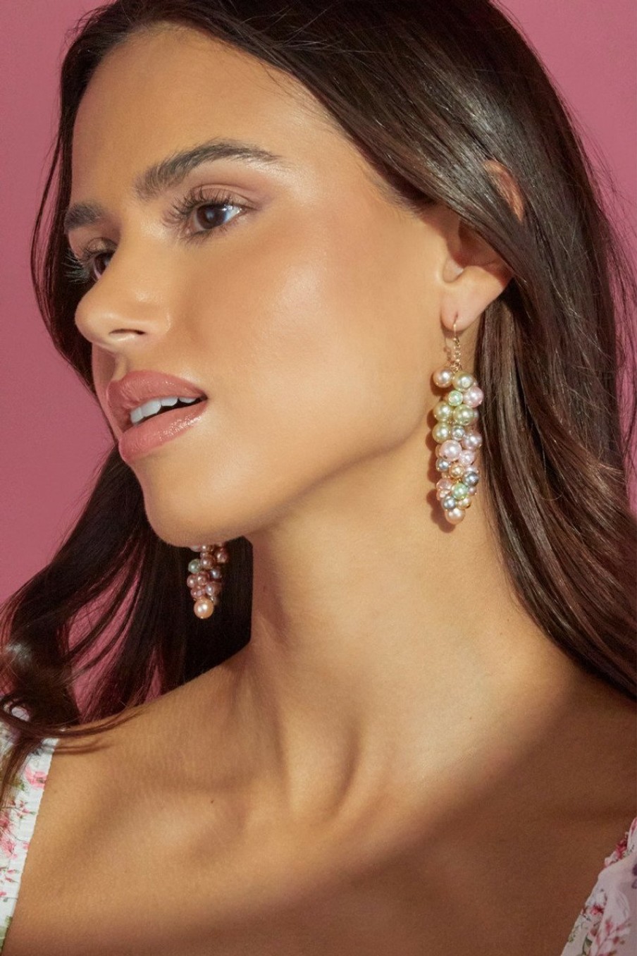 Francesca's Luxe Cluster Pearl Drop Earrings Multi Earrings