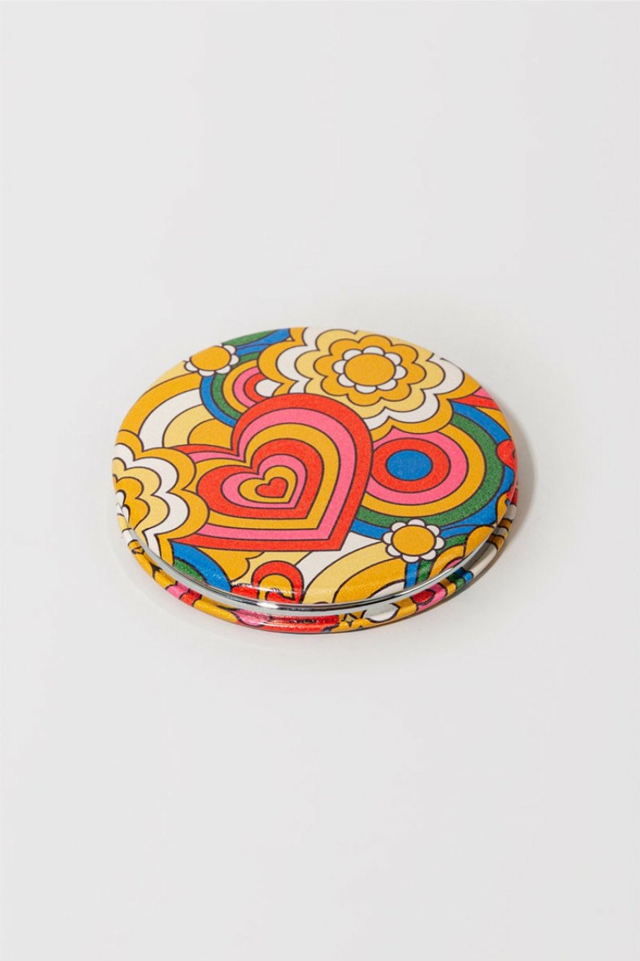 Francesca's Yellow Psyche Floral Compact Mirror Multi Beauty & Wellness