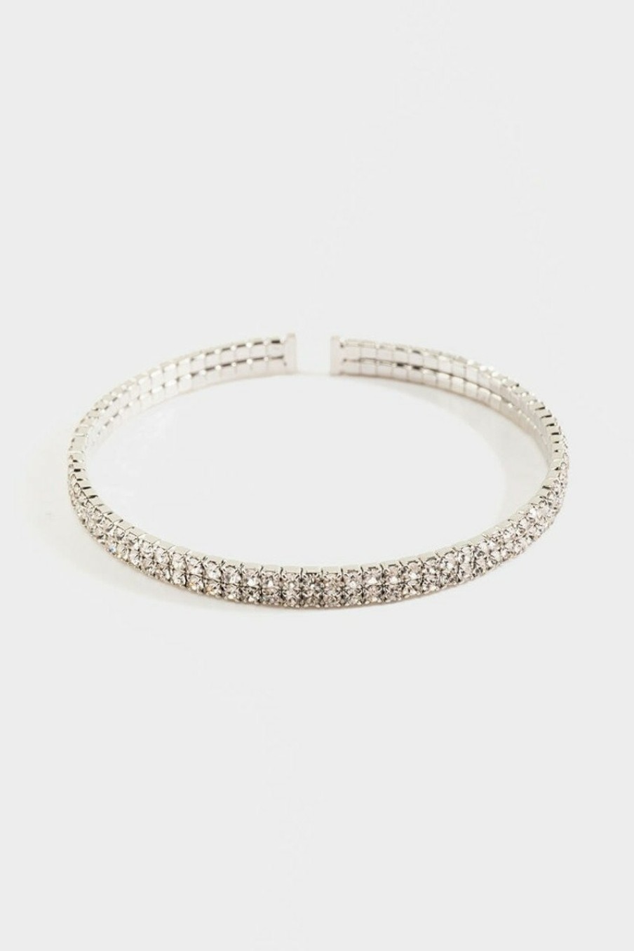 Francesca's Daphne Crystal Bangle Bracelet Silver Bracelets