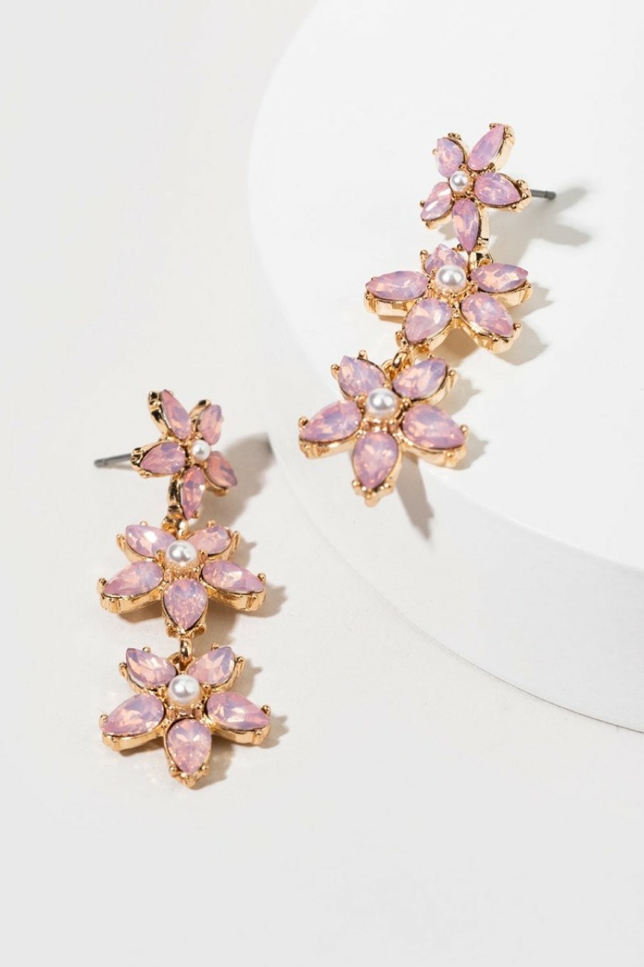 Francesca's Daney Flower Drop Earrings Pale Pink Earrings