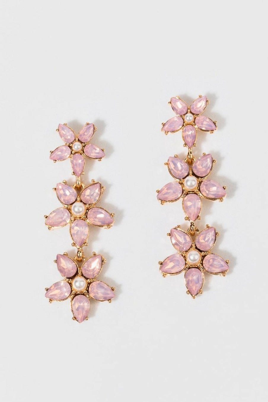 Francesca's Daney Flower Drop Earrings Pale Pink Earrings