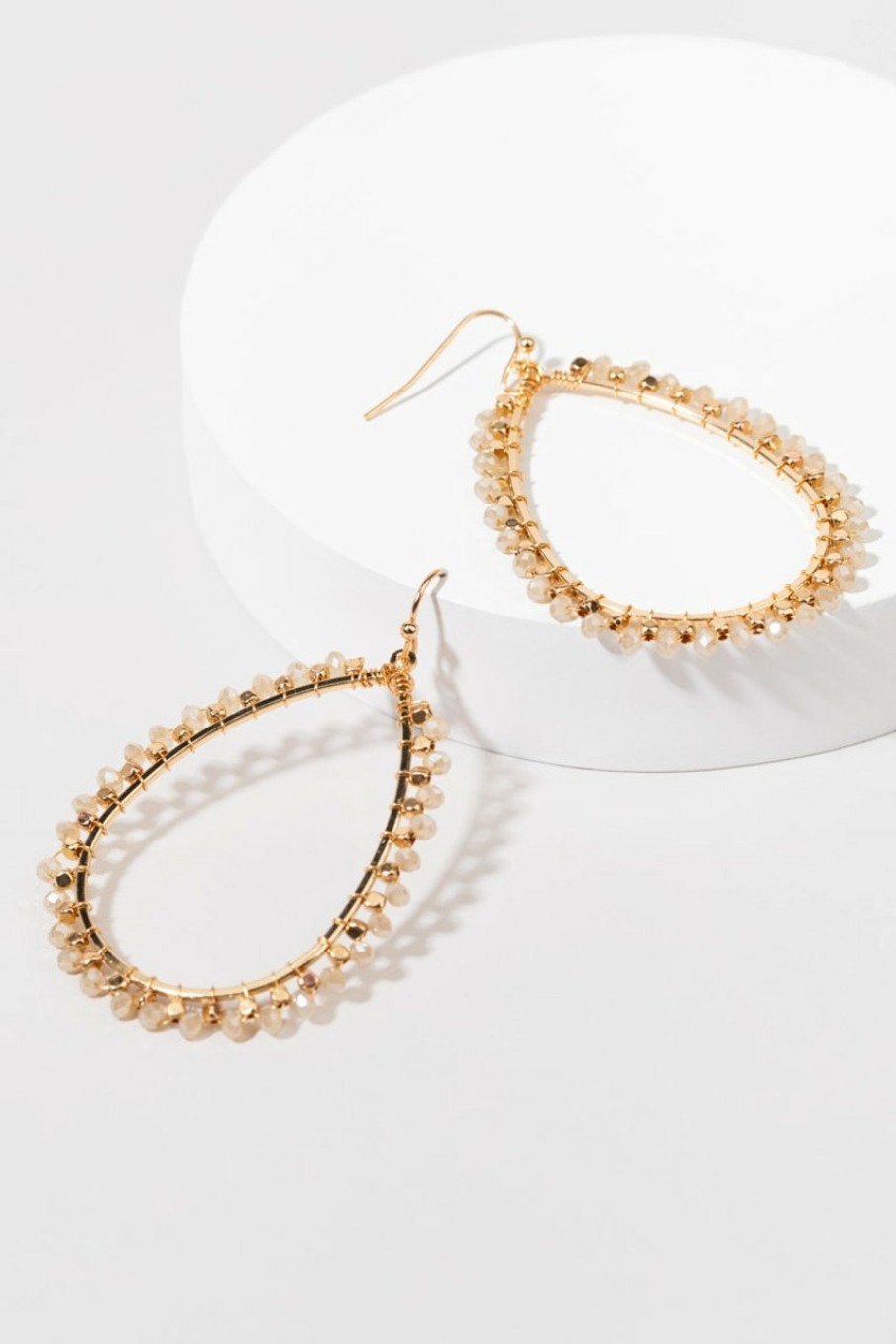 Francesca's Esther Beaded Tear Drop Earrings Natural Earrings