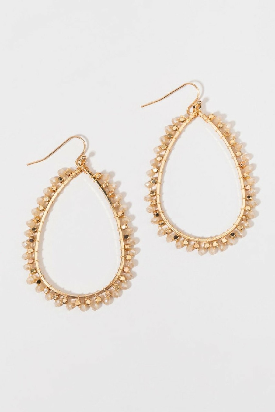 Francesca's Esther Beaded Tear Drop Earrings Natural Earrings