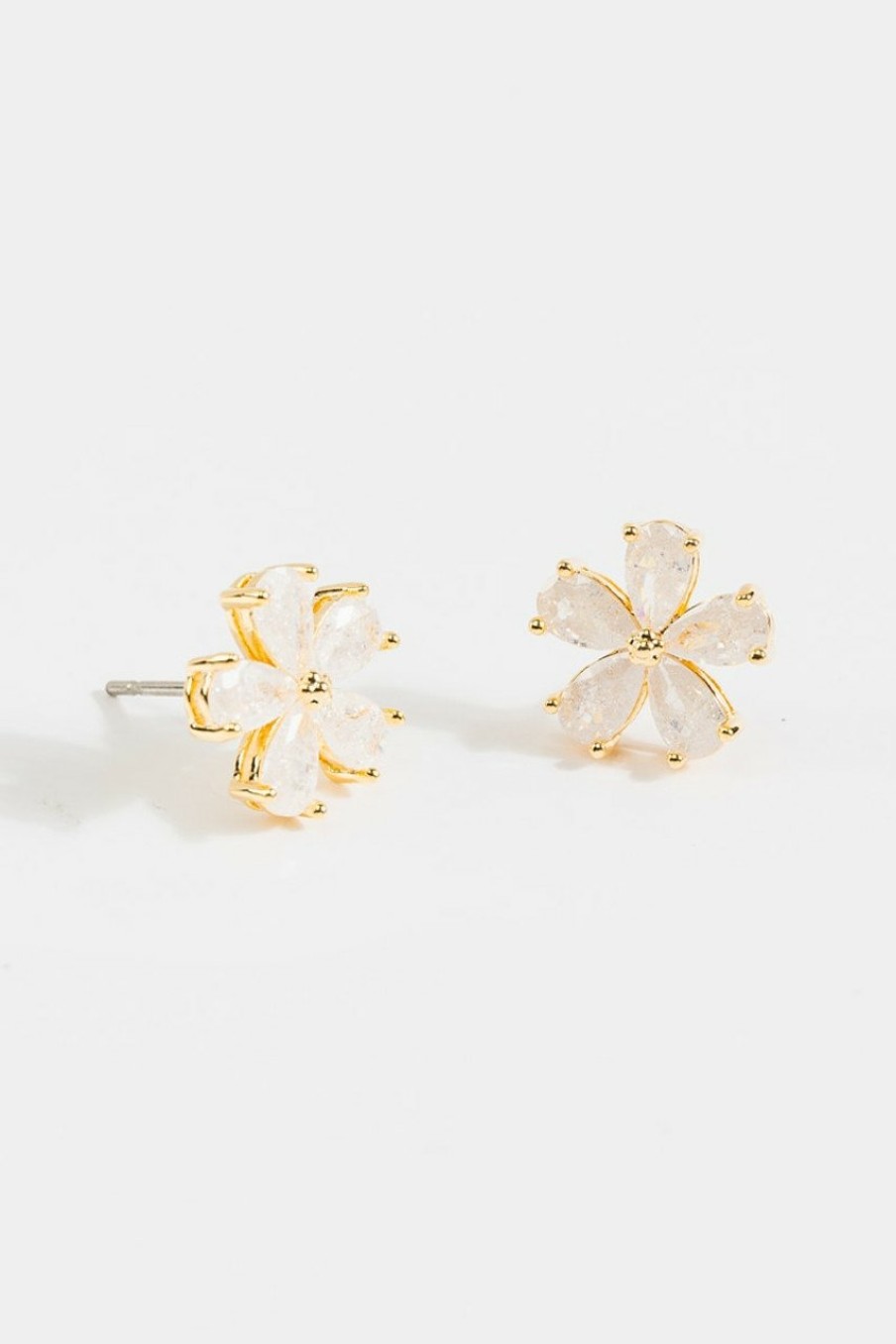 Francesca's Laurel Crackle Flower Studs White Earrings