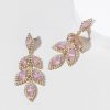 Francesca's Paulina Diamond Leaf Chandeliers Pink Earrings