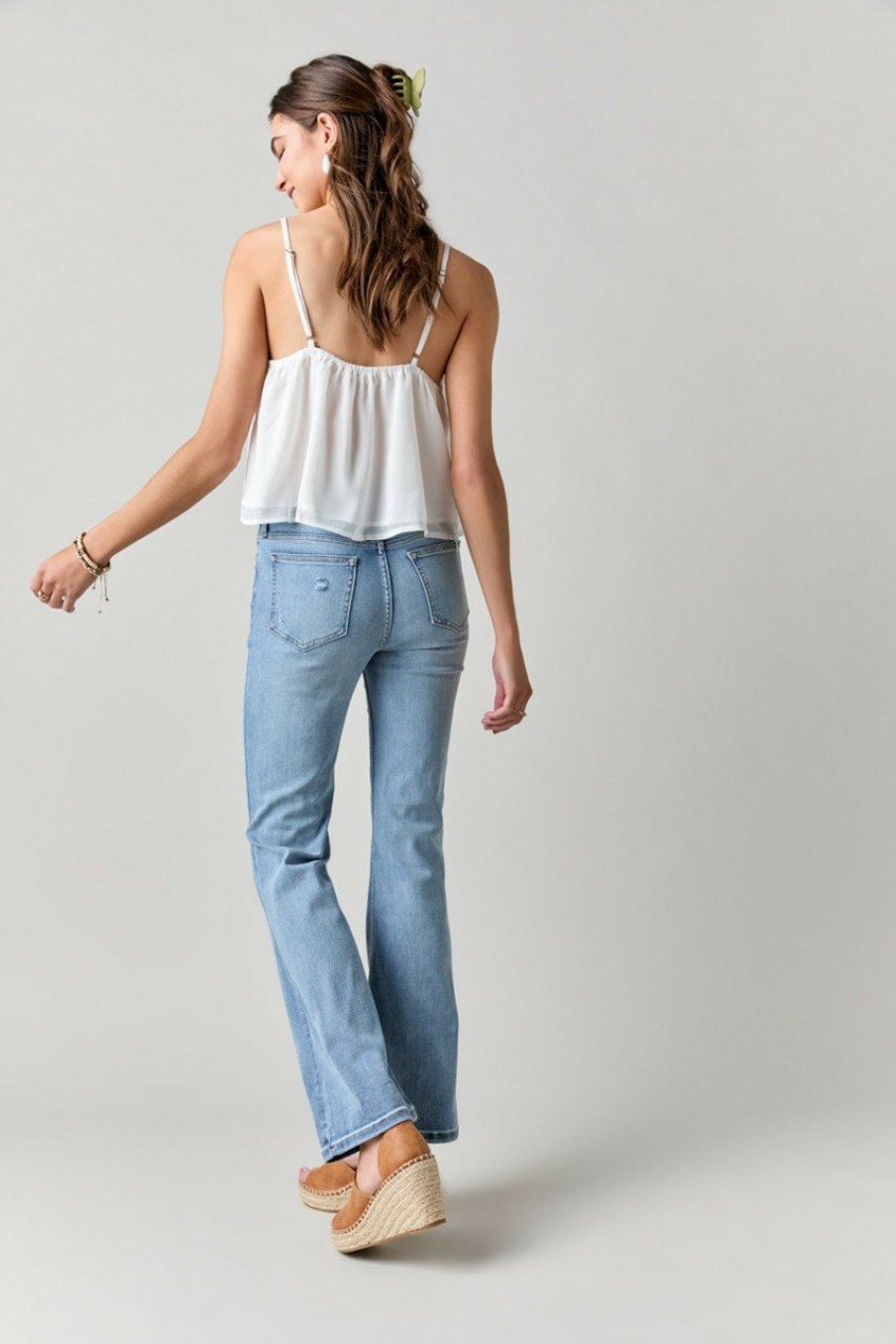 Francesca's Eve Mid Rise Bootcut Denim Jeans Lite Jeans