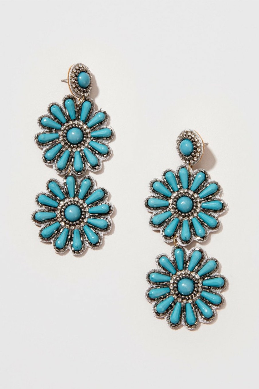 Francesca's Janelle Flower Chandelier Drop Earrings Turquoise Earrings