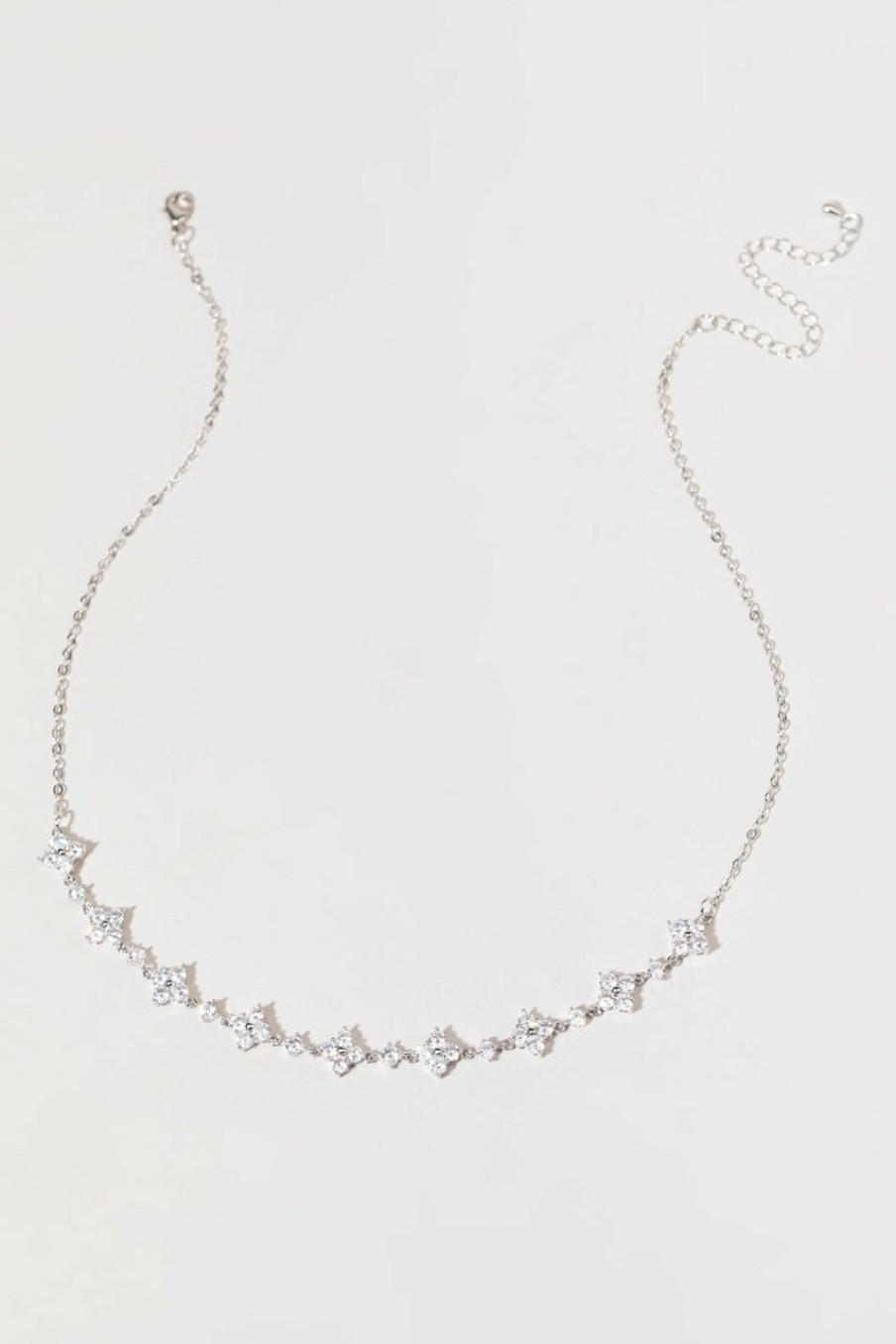 Francesca's Nessa Pave Clover Necklace Silver Necklaces