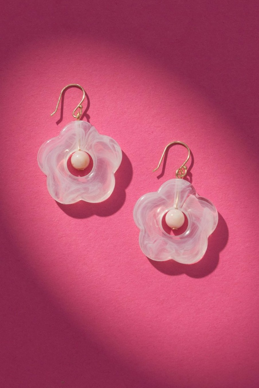 Francesca's Luxe Resin Flower Drop Earrings Pink Earrings