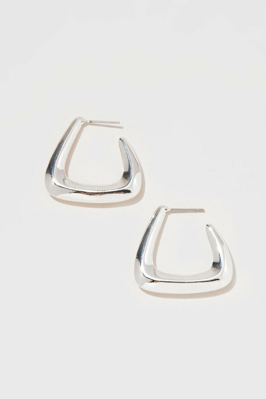 Francesca's Grace Rounded Triangle Thick Hoop Earrings Silver Earrings