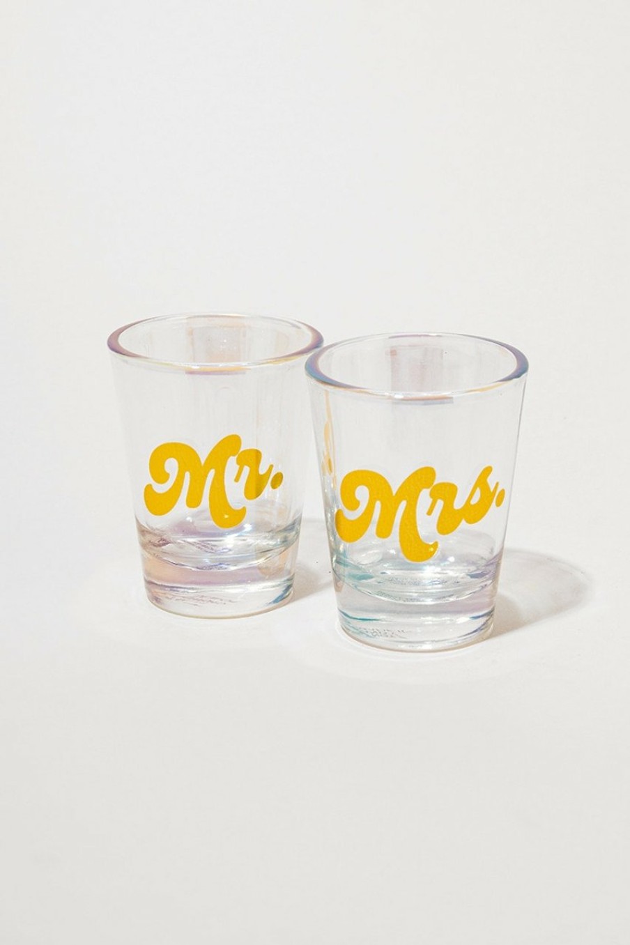 Francesca's Mr And Mrs Shot Glasses Set Iridescent Drinkware