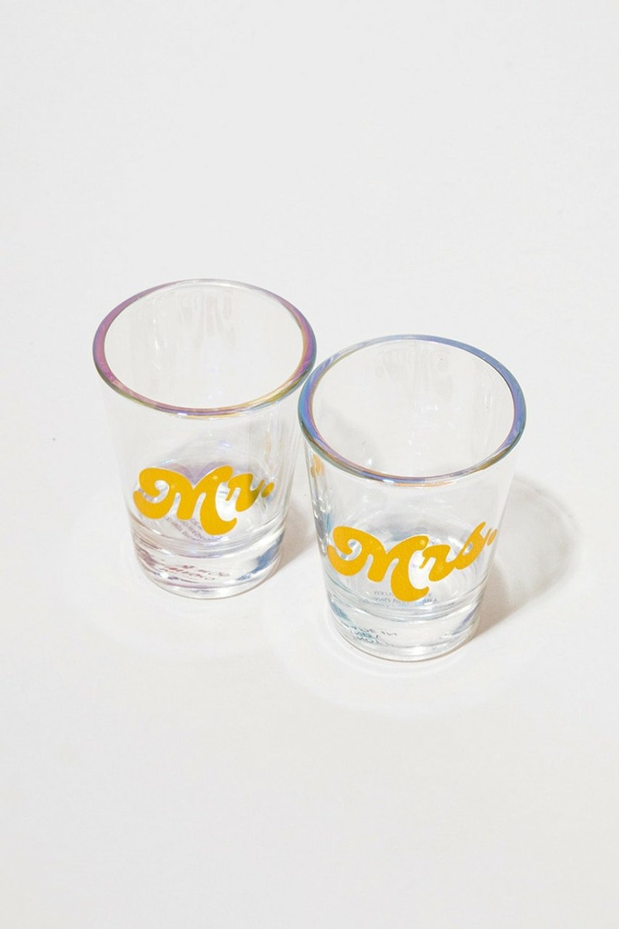 Francesca's Mr And Mrs Shot Glasses Set Iridescent Drinkware