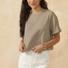 Francesca's Becca Boxy Soft Rib Knit Tee Tops