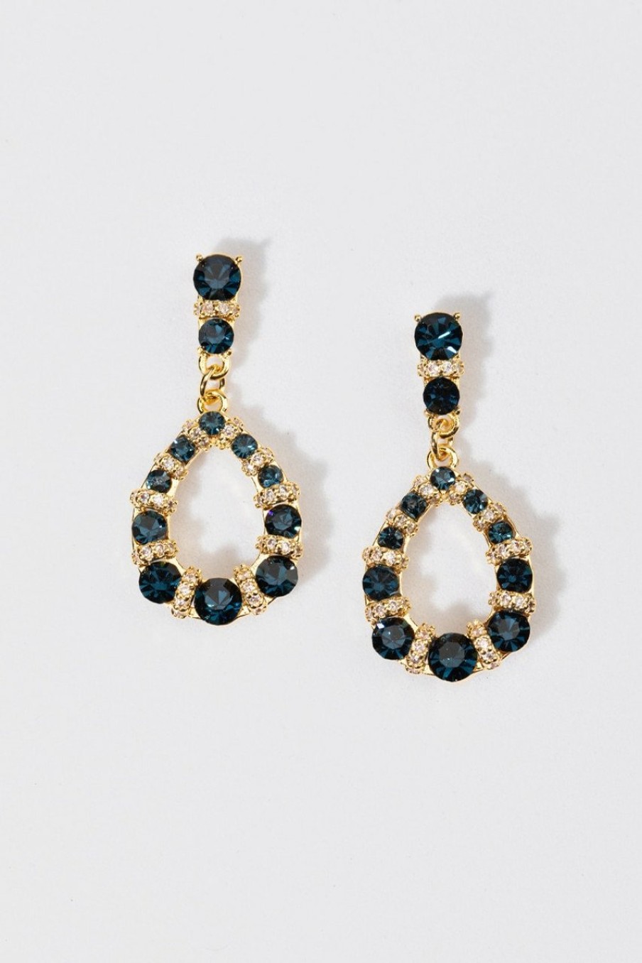 Francesca's Aubrey Crystal Drop Earrings Navy Earrings