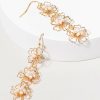 Francesca's Denise Wired Flowers With Beads Drop Earrings Gold Earrings