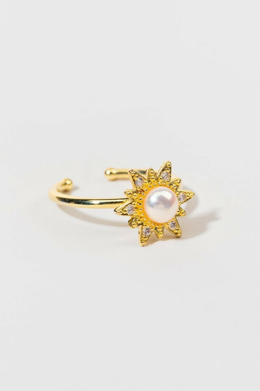 Francesca's Bernadette Pearl Sun Fidget Ring Gold Rings