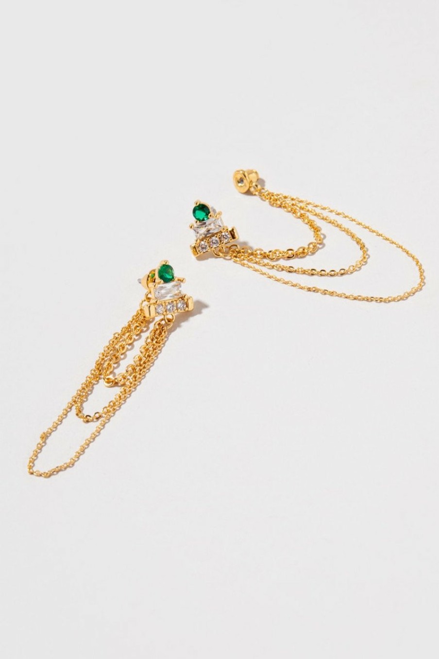 Francesca's Kendall Chain Earrings Emerald Earrings