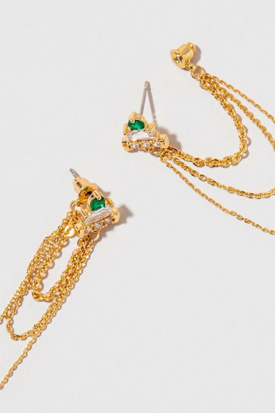 Francesca's Kendall Chain Earrings Emerald Earrings