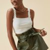 Francesca's Edith Faux Leather Paperbag Shorts Shorts