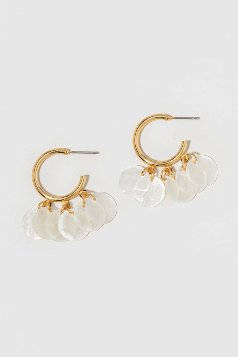 Francesca's Tarina Shell Charms Hoop Earrings Ivory Earrings