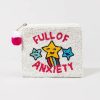 Francesca's Full Of Anxiety Beaded Pouch White Bags & Wallets