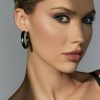 Francesca's Luxe 14K Gold Plated Velvet Cross Hoop Earrings Black Earrings