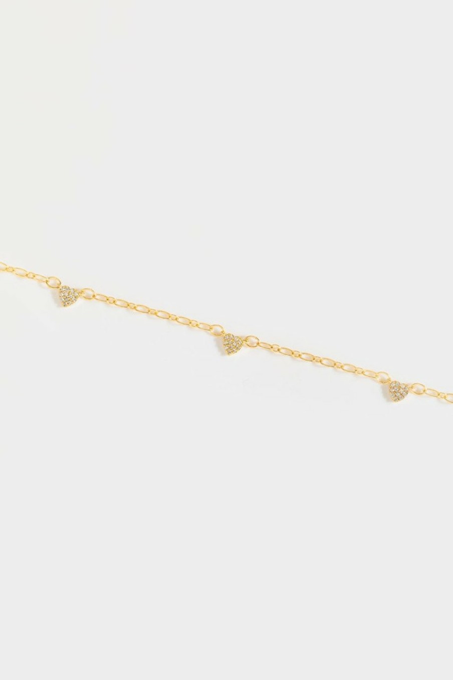 Francesca's Stacey Pave Stationed Heart Anklet Gold Body Jewelry