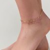 Francesca's Vera Epoxy Ball Gold Paperclip Anklet Pink Anklets