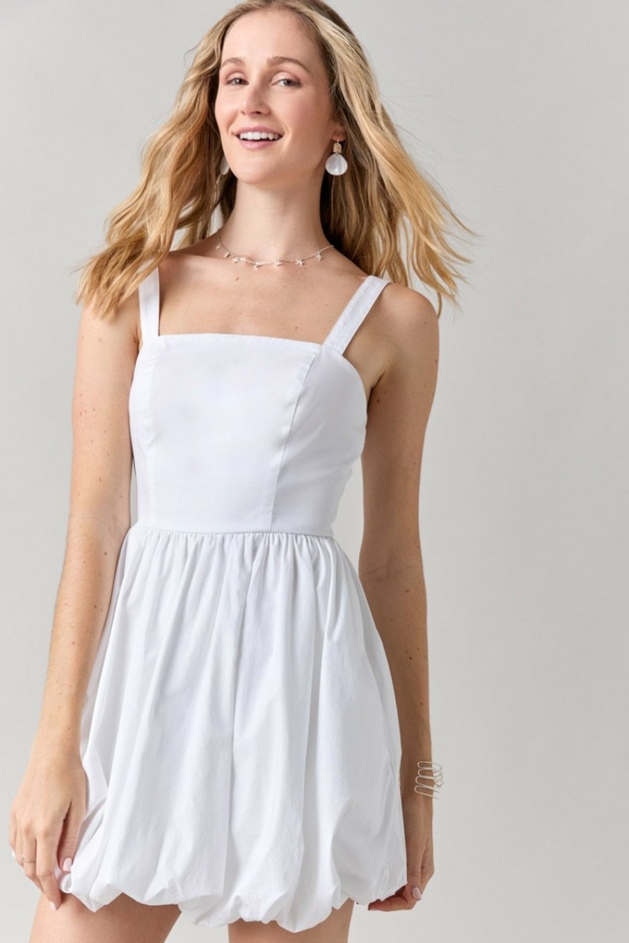 Francesca's Adrienne Waisted Bubble Dress White Dresses