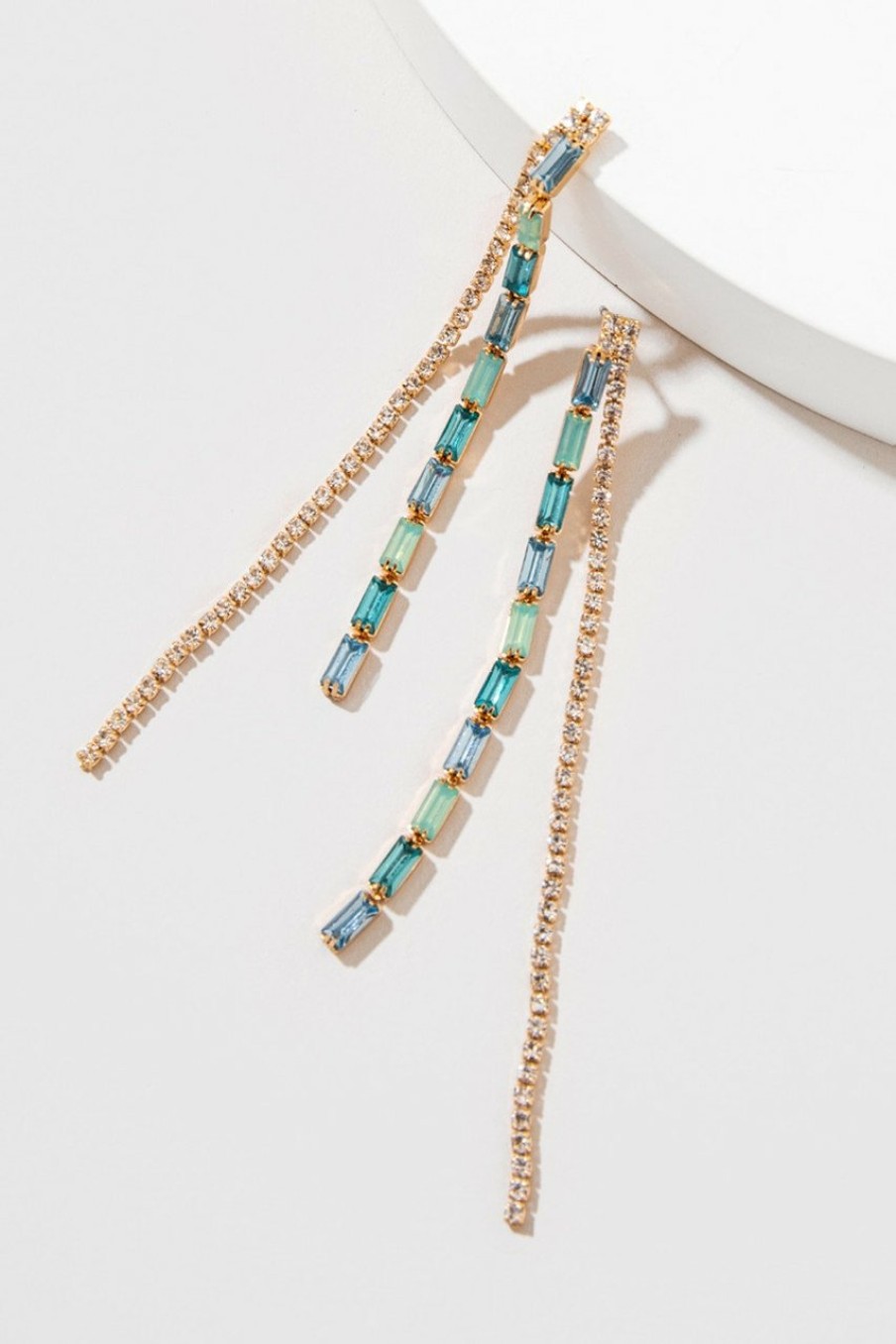 Francesca's Lennon Baguette Linear Earrings Turquoise Earrings