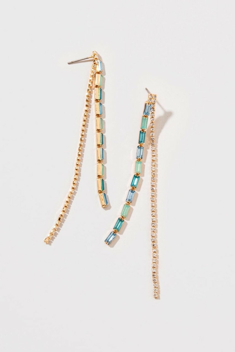 Francesca's Lennon Baguette Linear Earrings Turquoise Earrings