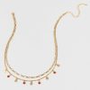 Francesca's Alesha Glass Coin Necklace Burgundy Necklaces