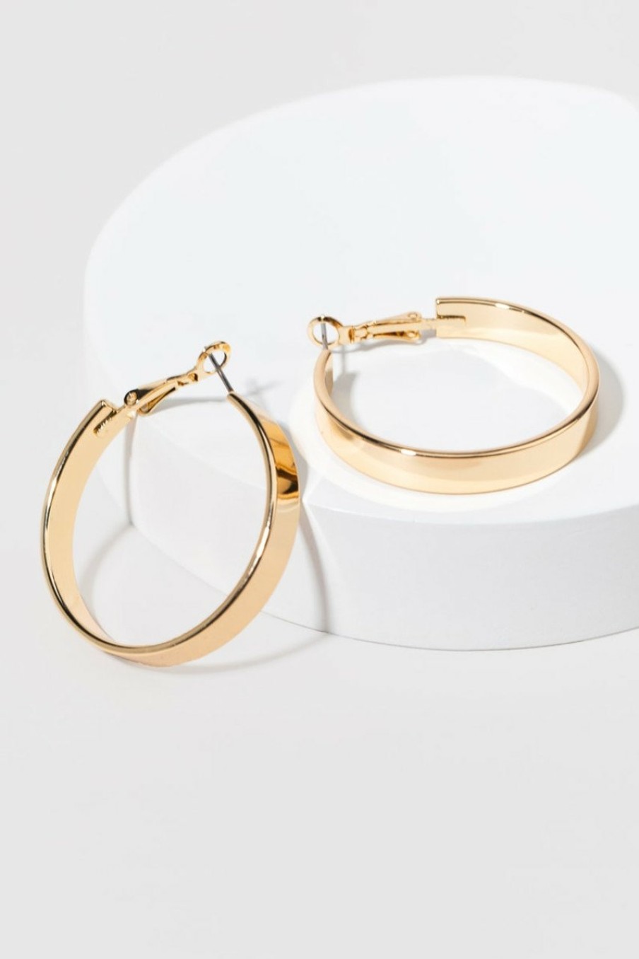 Francesca's Anna Flat Hoop Earrings Gold Earrings