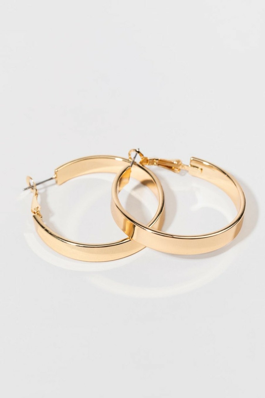 Francesca's Anna Flat Hoop Earrings Gold Earrings