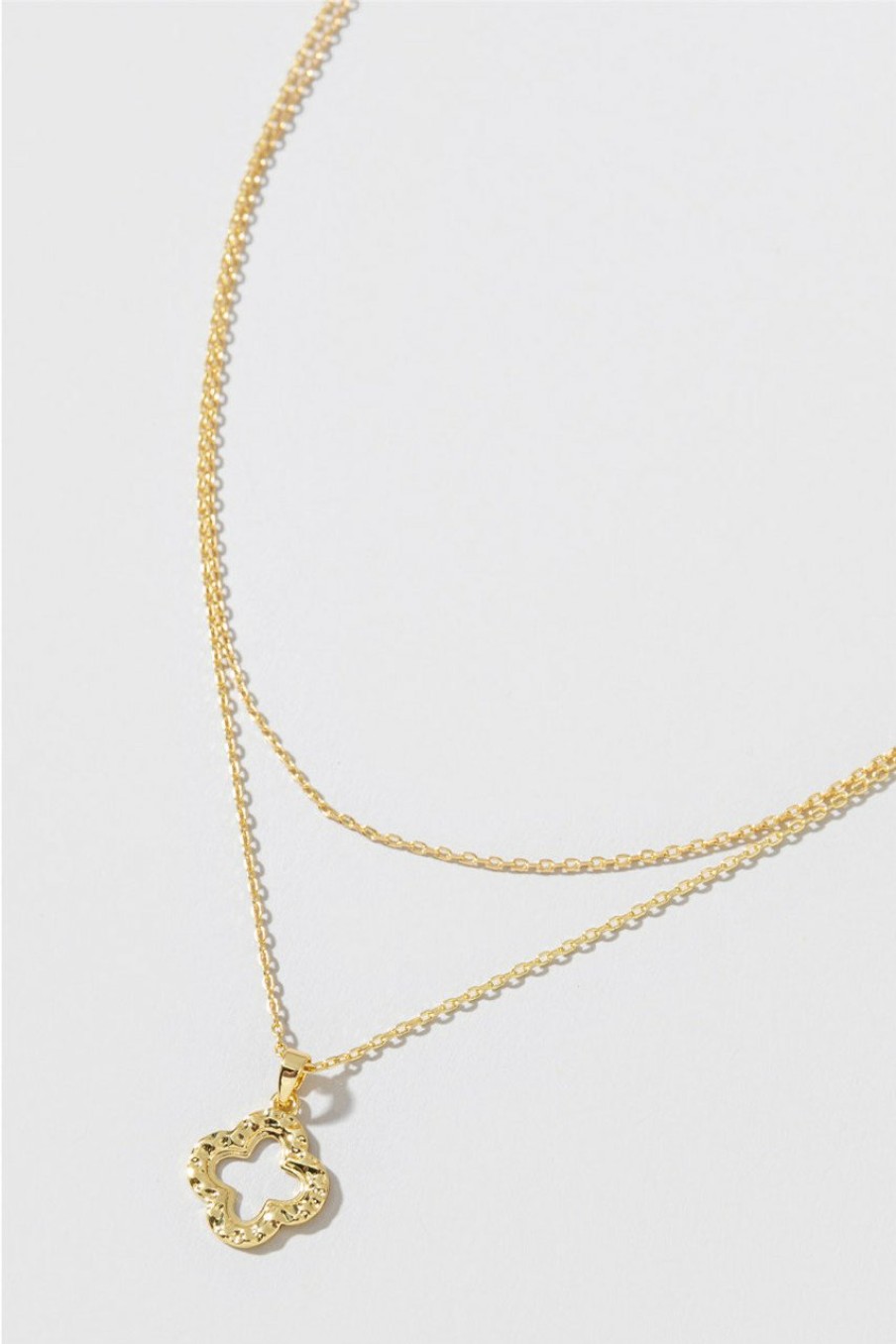 Francesca's Luna Clover Layered Pendant Necklace Gold Necklaces