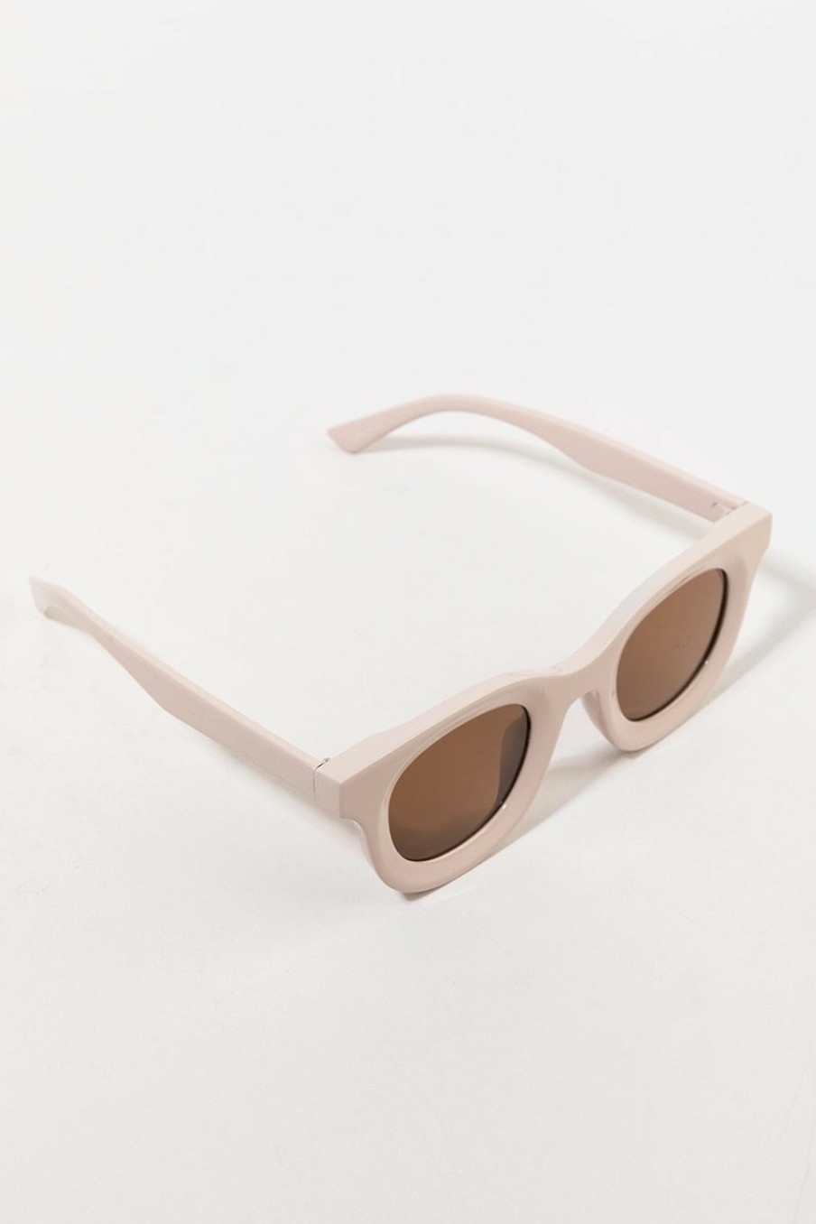 Francesca's Gayla Thick Frame Round Sunglasses Blush Sunglasses