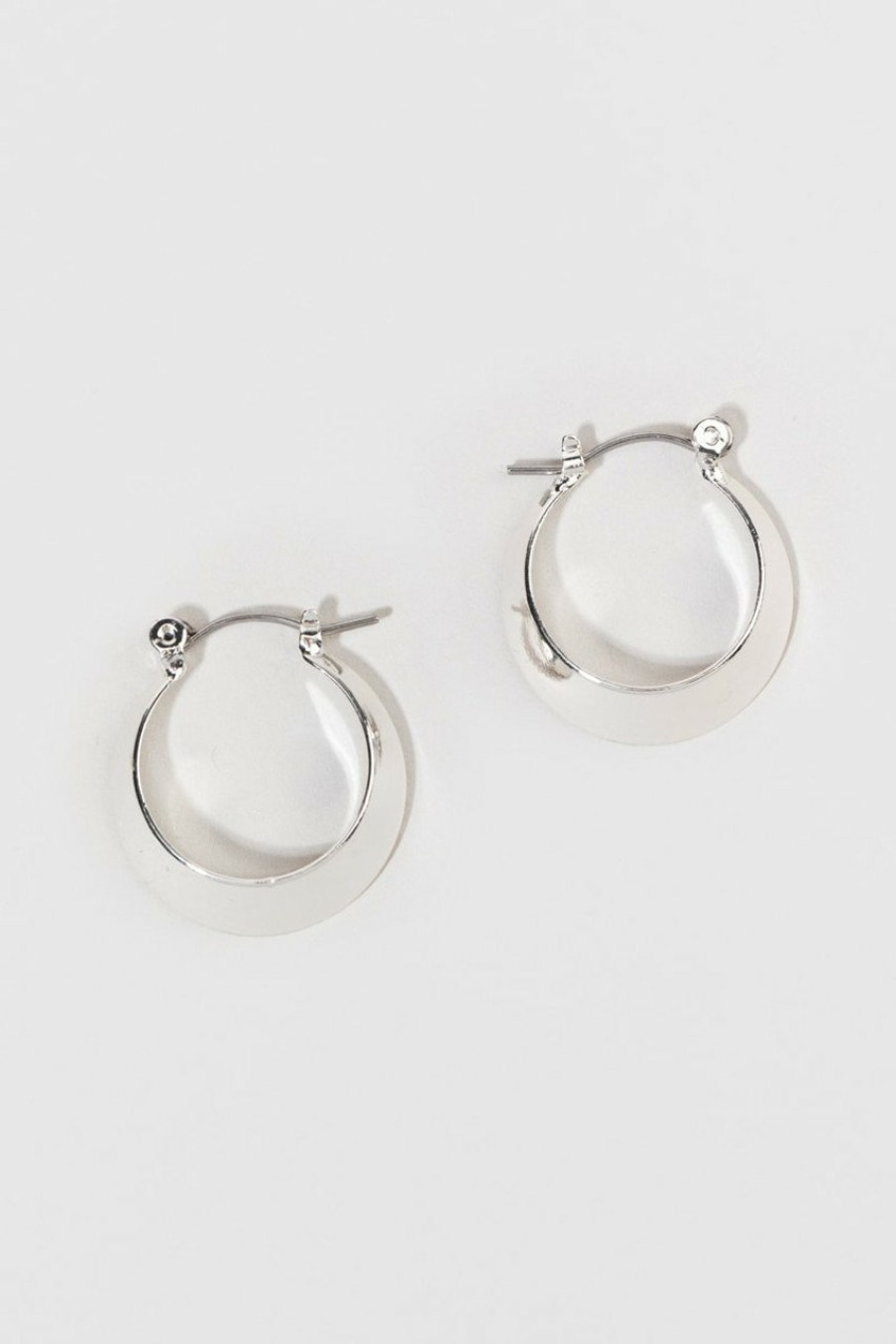 Francesca's Christina Flared Click Top Hoop Earrings Silver Earrings