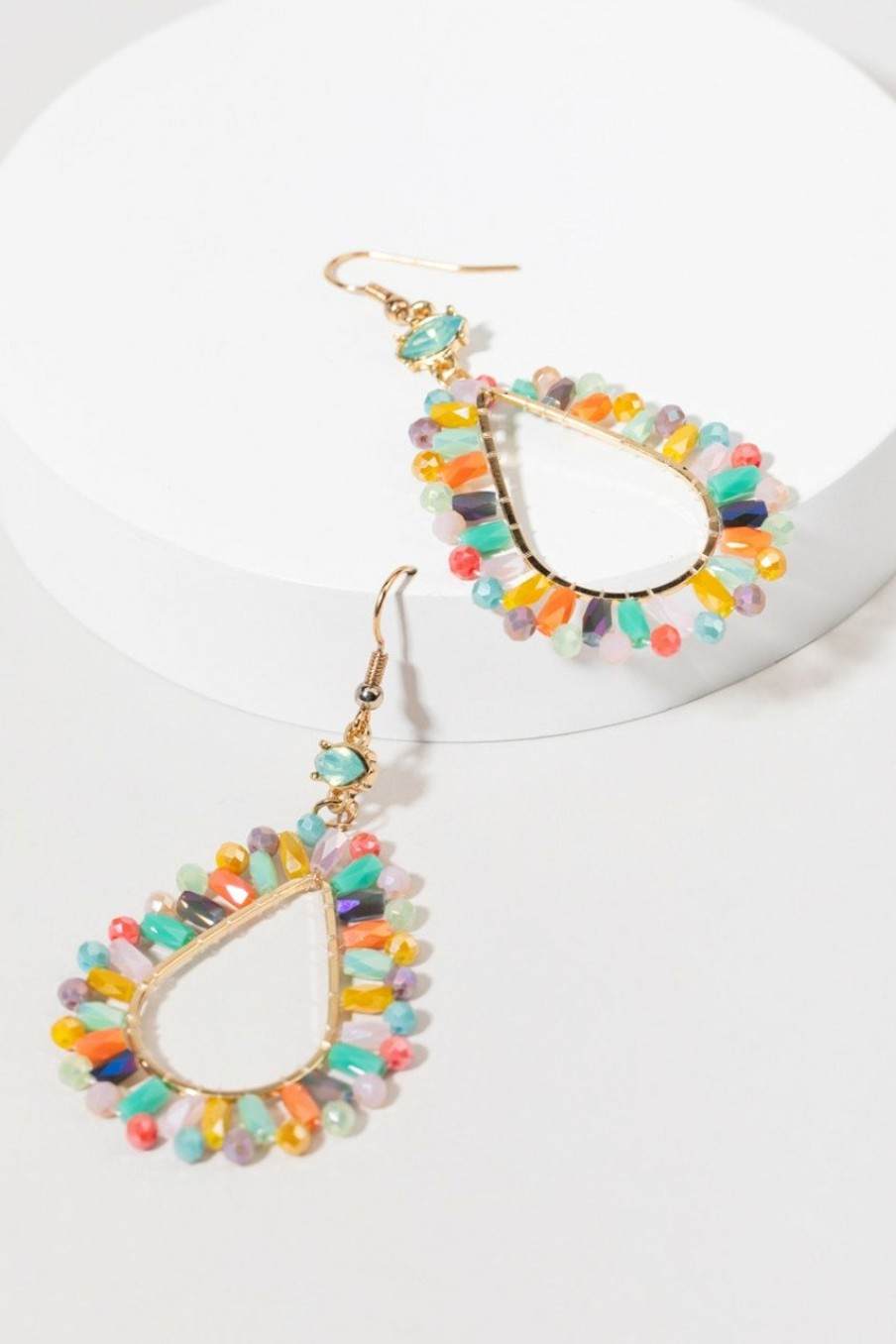 Francesca's Shari Glass Fan Drop Earrings Multi Earrings