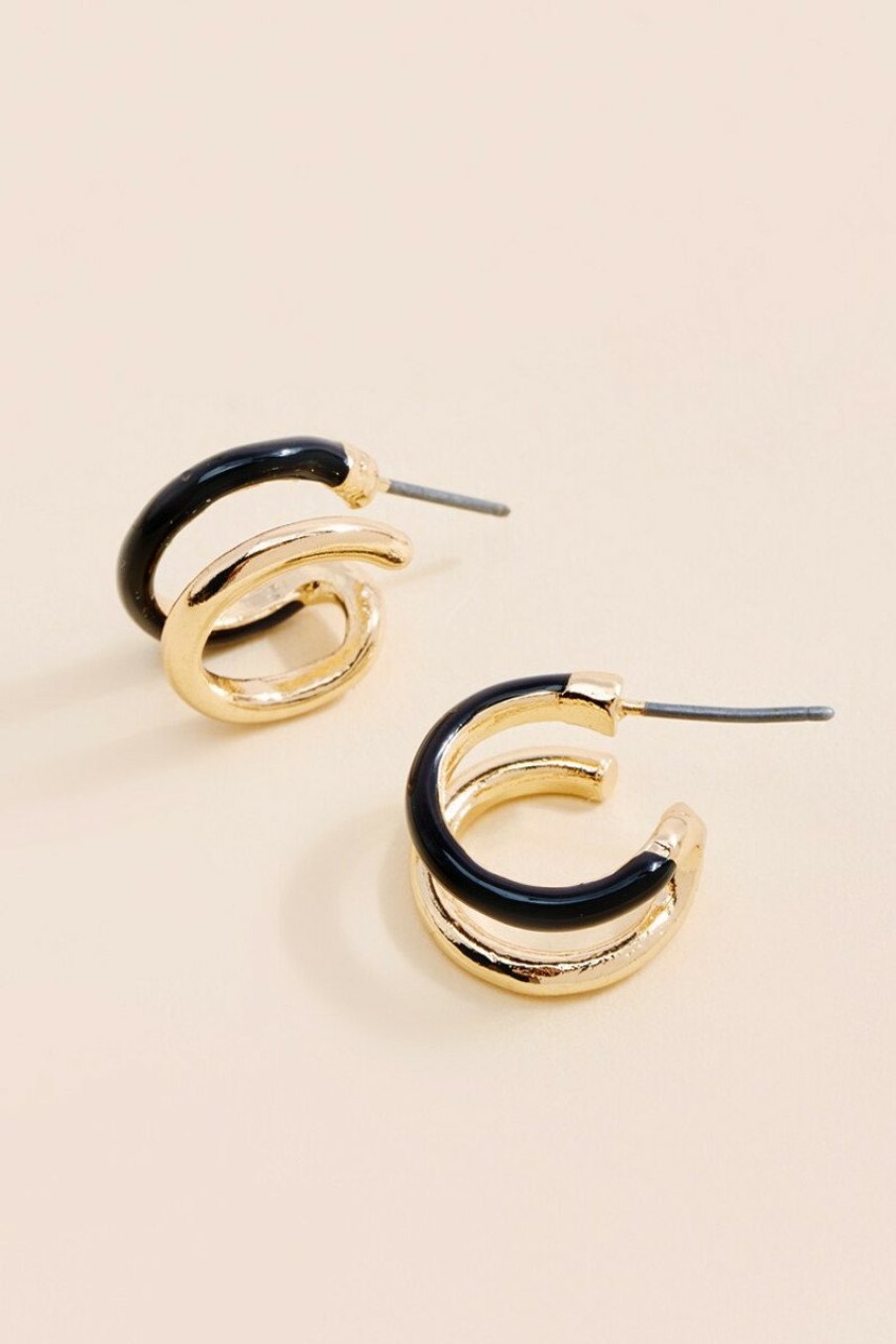 Francesca's Nicole Half Cuff Huggie Hoop Earrings Black Earrings